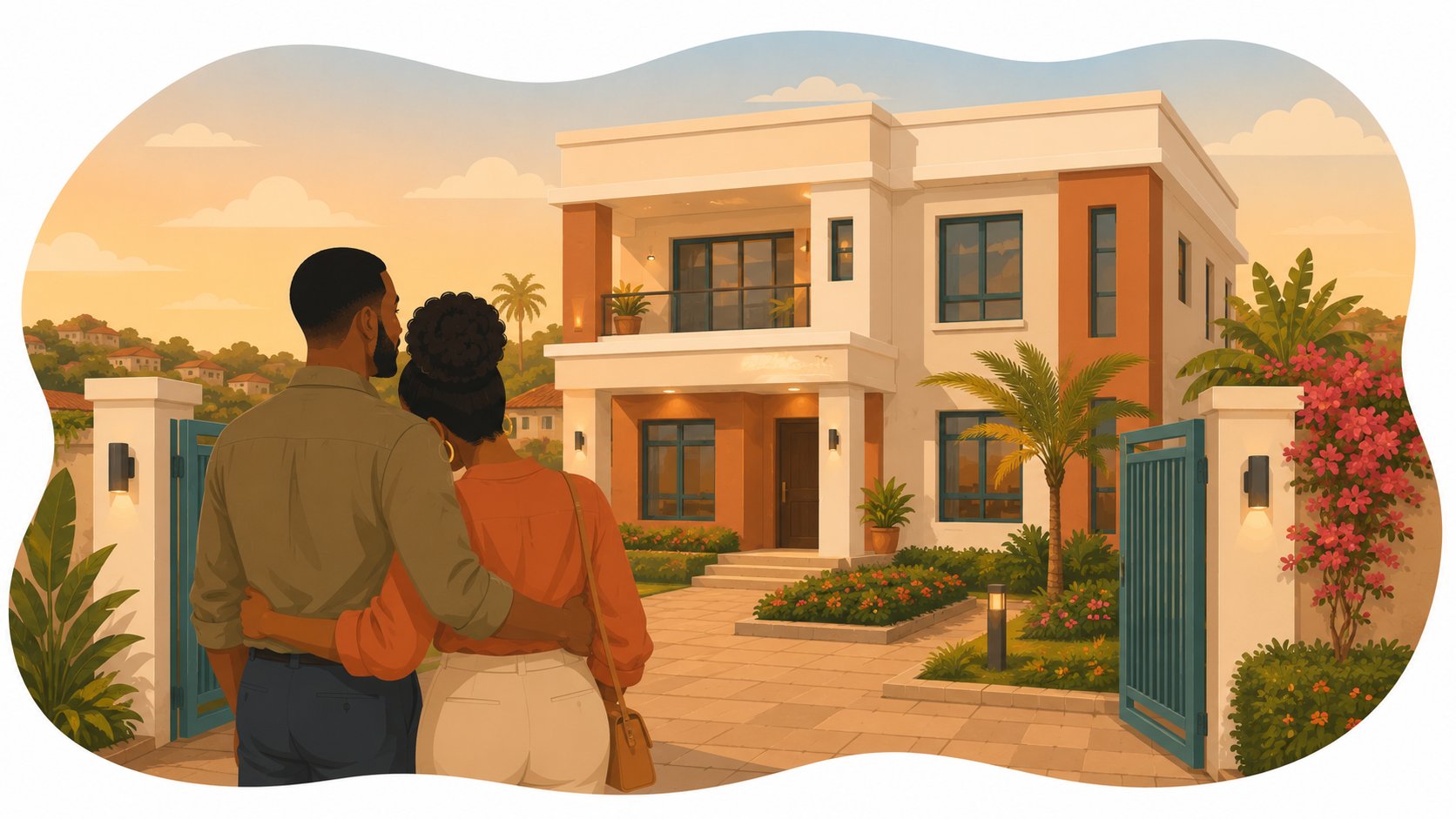 Admiring new home at sunset