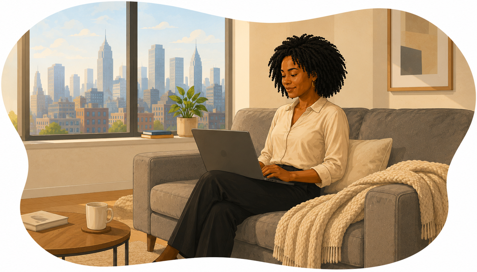 Woman managing her home build from abroad